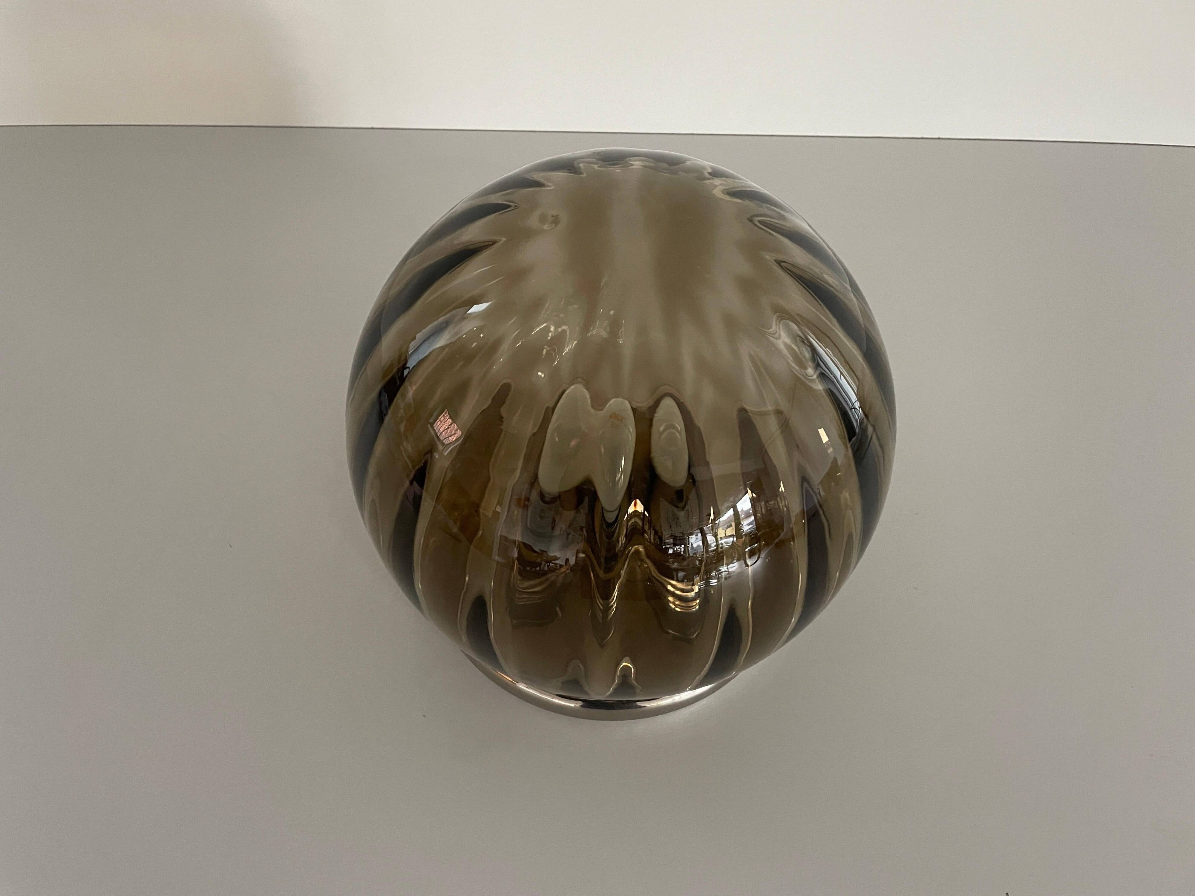 Flush-mounted lamp in chrome and smoked glass by N Leuchten, 1960s, Germany.