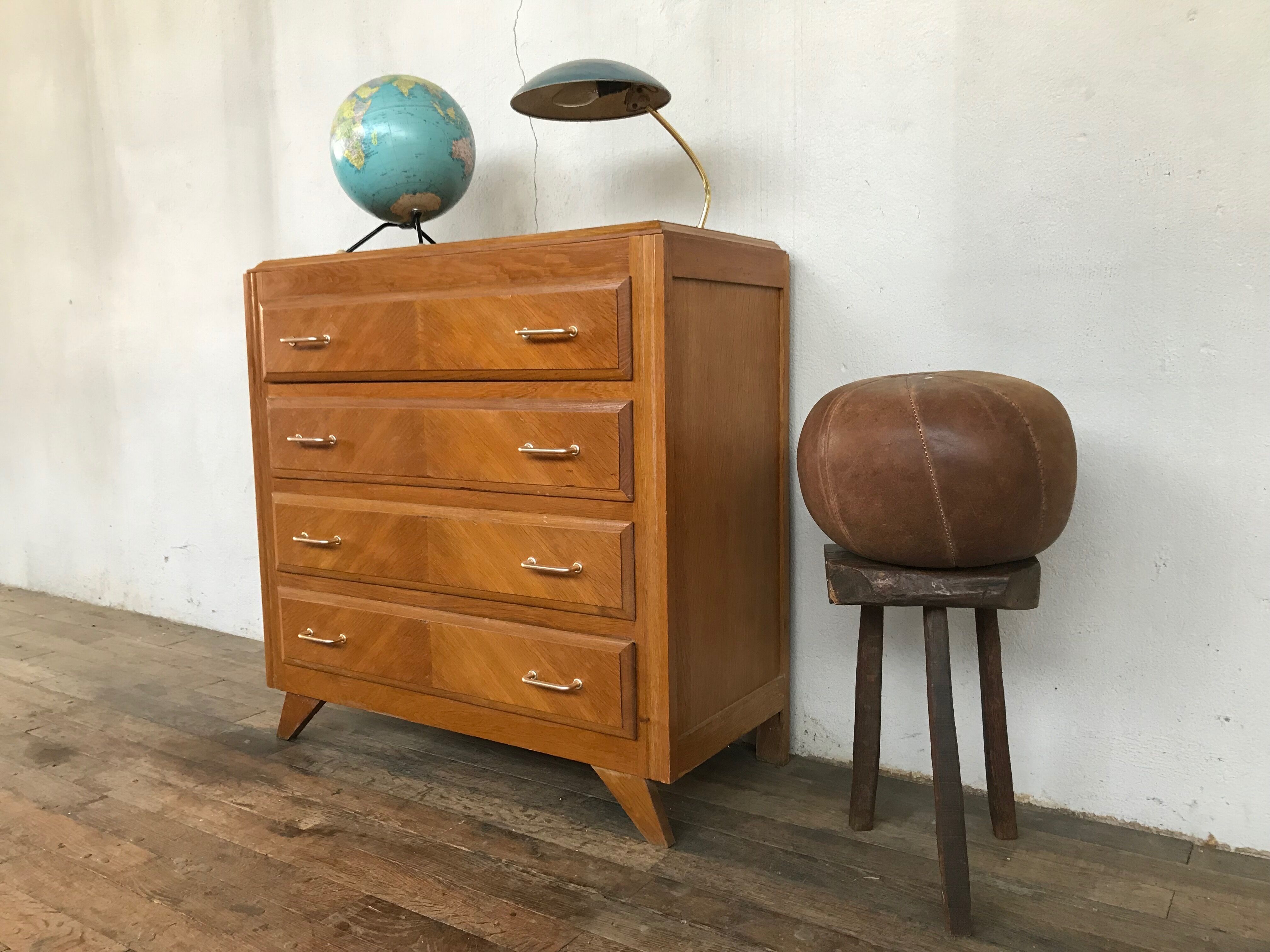 Vintage commodity in wooden feet compass clear oak 1950