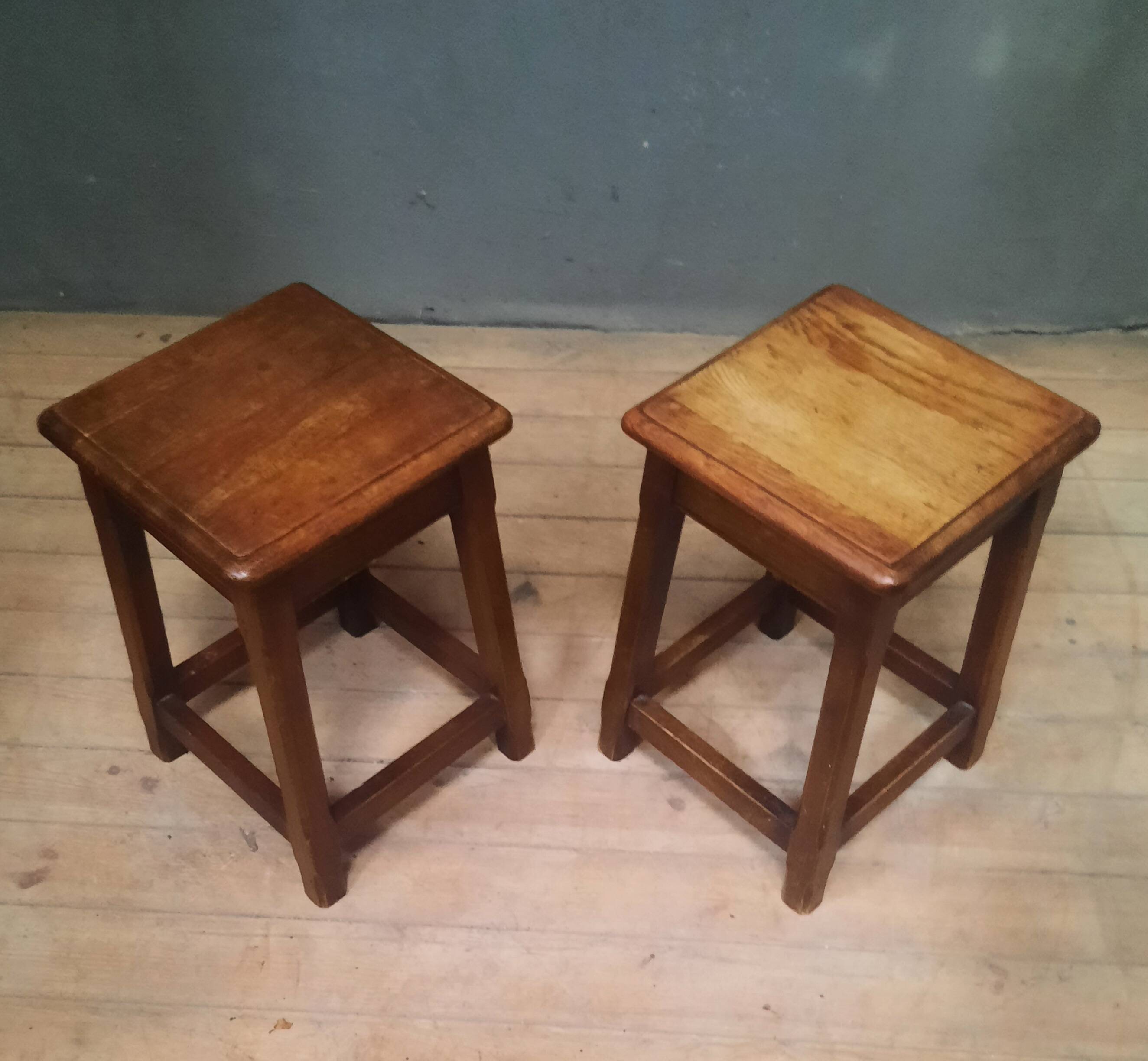 Pair of solid oak stools