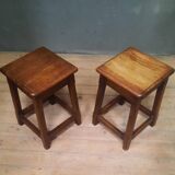 Pair of solid oak stools