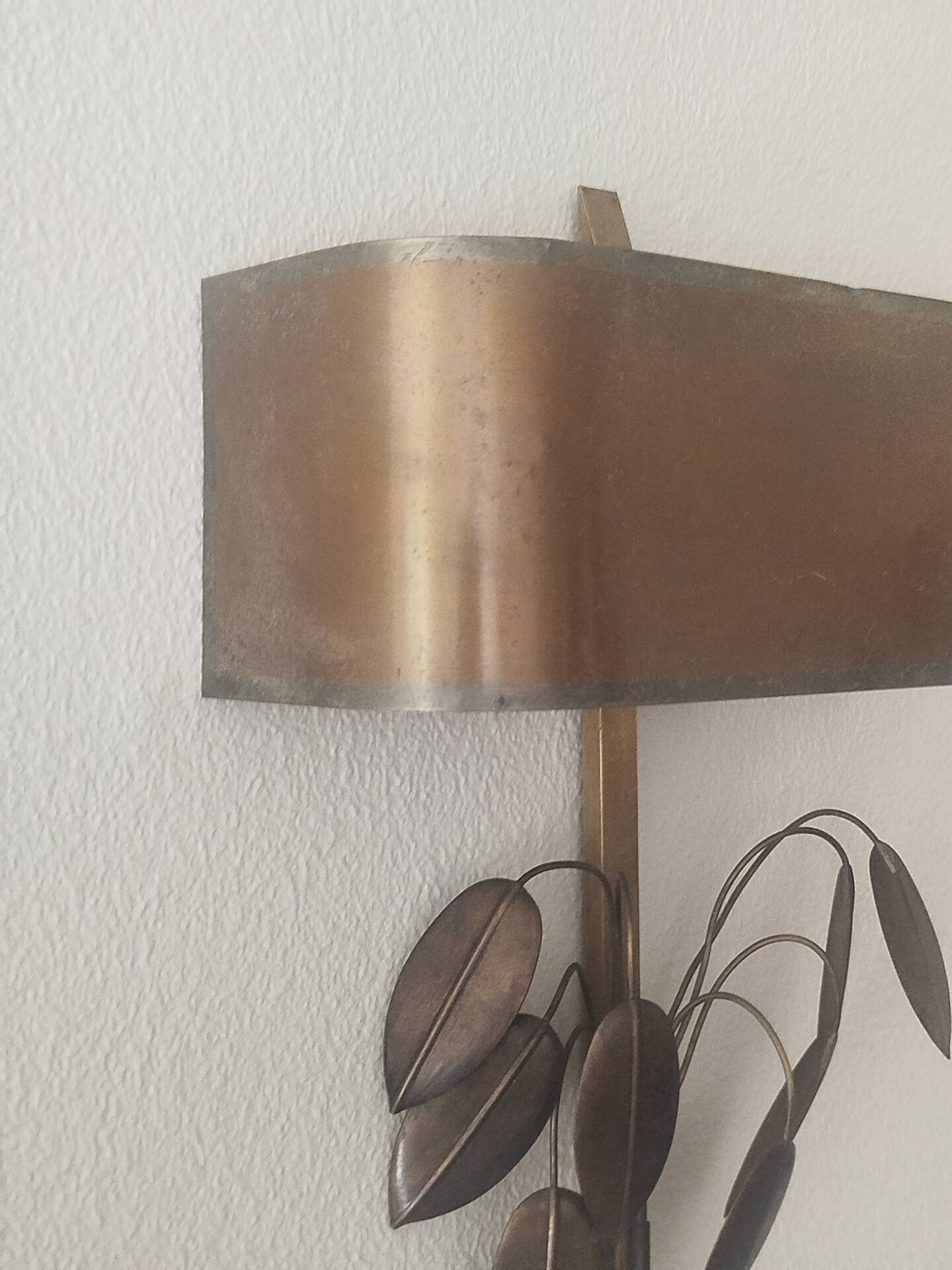 Vintage wall light Maison Charles – Brass leaves 1970s