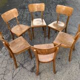 6 anciennes chaises bistrot bois courbé