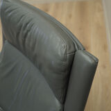 Grey leather swivel armchair, Danish design, 1960s, designer: Geoffrey Harcourt, manufacturer: Artif