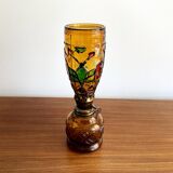Small Sail Boat Brand Oil Lamp from Hong Kong, Amber Brown Glass