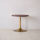Table basse ronde vintage en cuir et métal