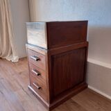 Curtain file cabinet with drawers
