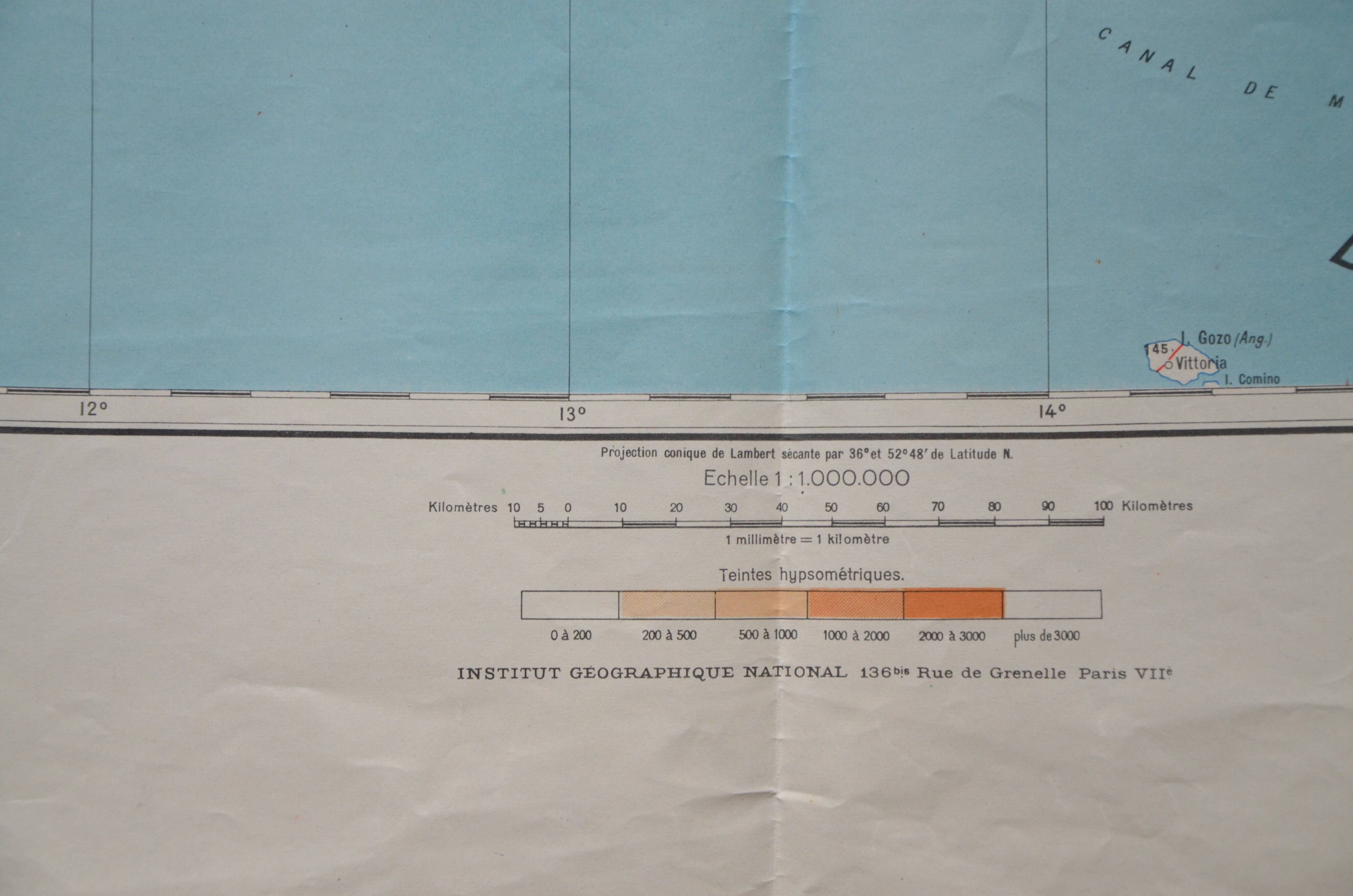 Map IGN vintage Naples-Tunis