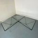 Table Basse Moderniste Furtive en Acier et Verre, Italie, années 1980