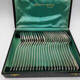 Set of 24 dessert cutlery in silver metal