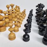 Vintage Hand Carved Wooden Chess Set, 1930s, King Height 8cm