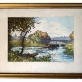 Aquarelle ancienne fin XIX encadrée signée