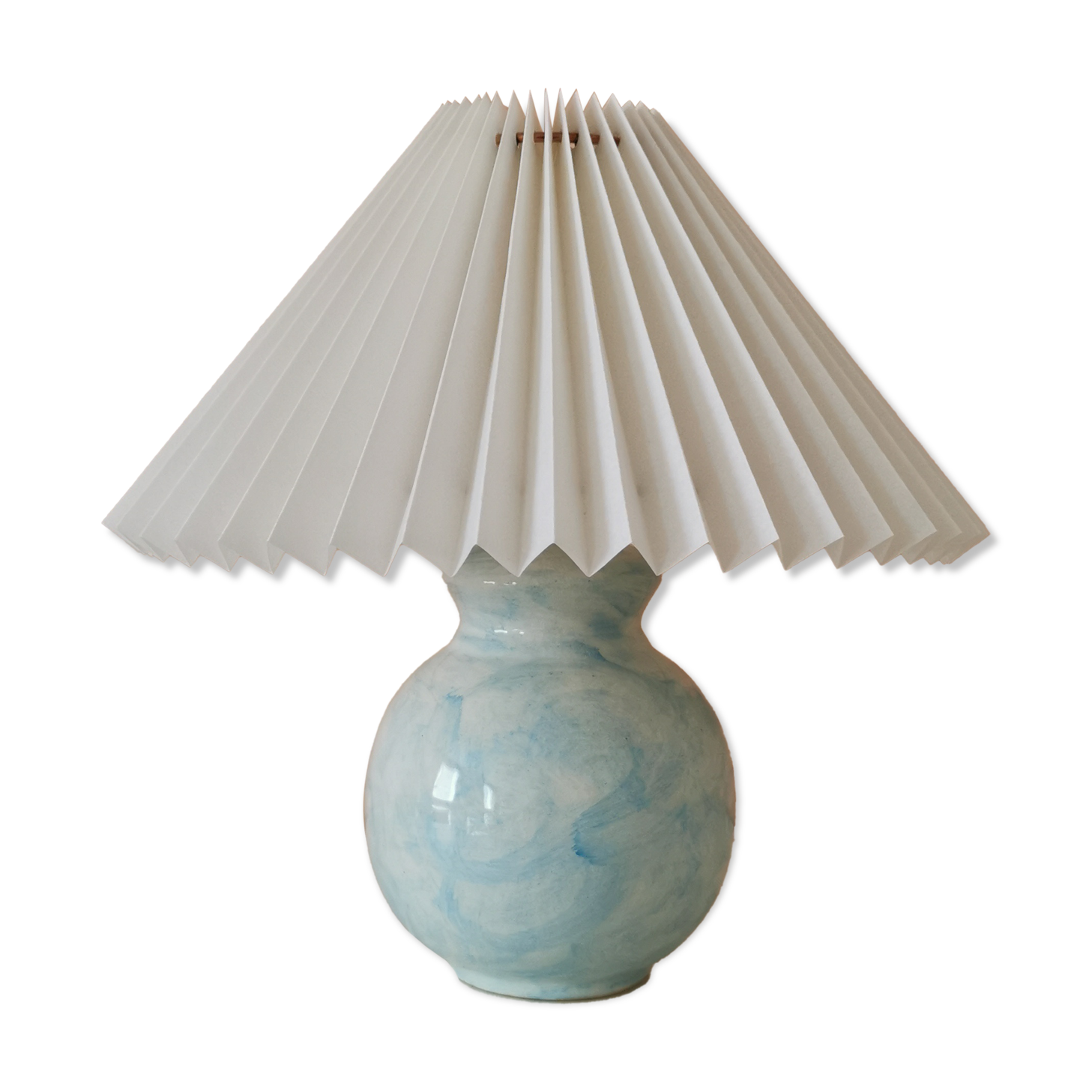 Blue upcycled lamp pleated lampshade