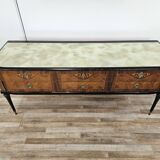 1960s bedroom dresser with six drawers and glass top