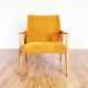 Scandinavian-designed chair in solid beech and mustard velvet