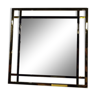 Miroir en laiton et chrome par Belgochrom, 1970