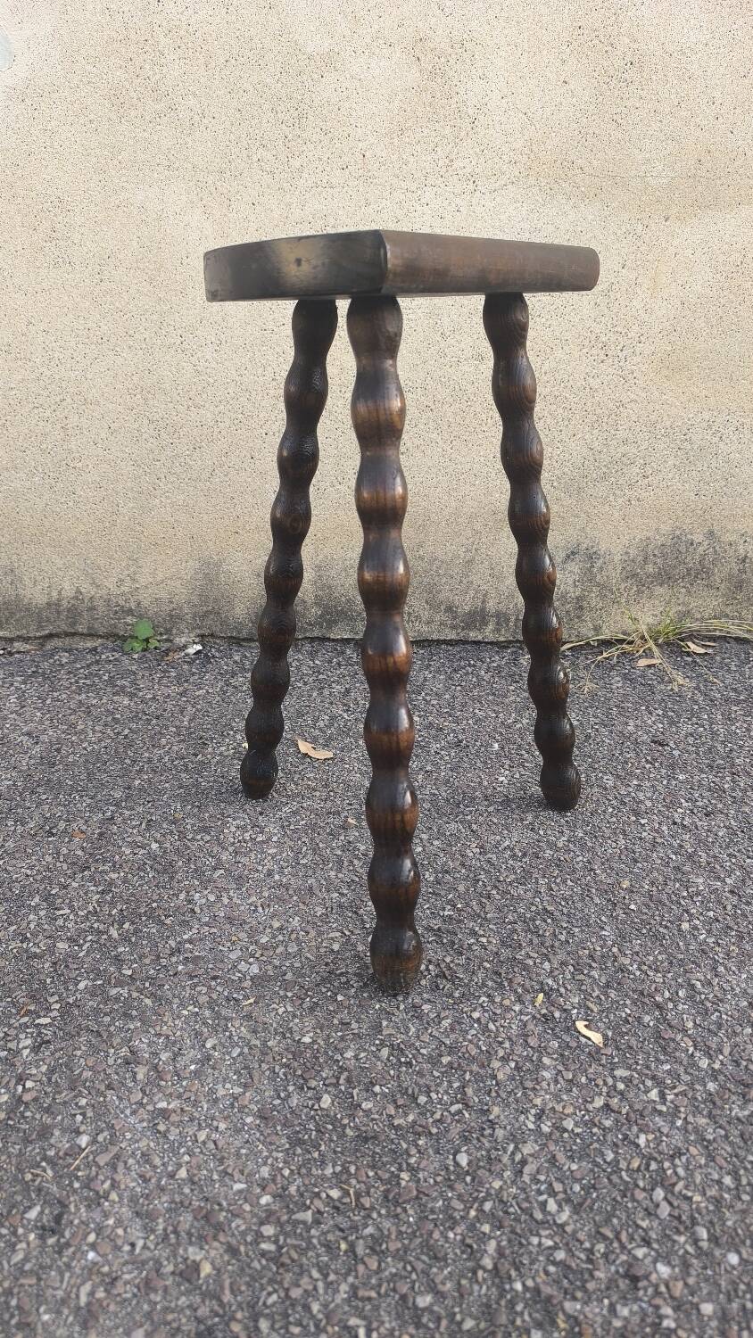 Turned wooden tripod stool 1960