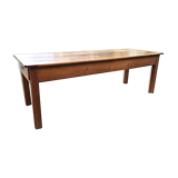 Table de ferme vintage en cerisier massif à 2 tiroirs et 1 tirette à pain.