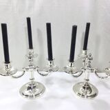 Pair of silver bronze candelabras
