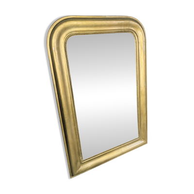 Miroir Louis-Philippe doré à moulure perlée 62x92cm