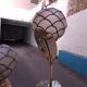 Floral floor lamp in pearlescent Capiz, 1970s.