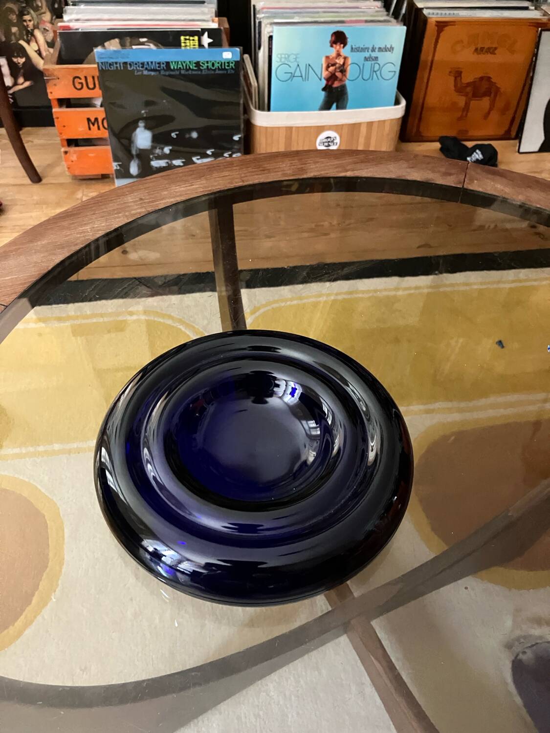 Cobalt blue glass ashtray by Enzo Mari, Circa. 1980