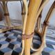 Rattan and leather poufs