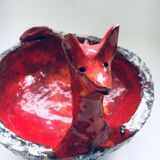 Mid-Century Art Ceramic Mystical Figural Dish, Belgium, 1960s