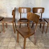 6 anciennes chaises bistrot bois courbé