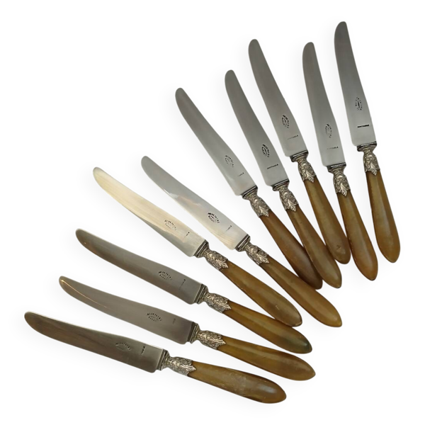 10 couteaux anciens en corne et acier