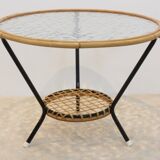 Original wicker glass table for Rohé Noordwolde, Netherlands