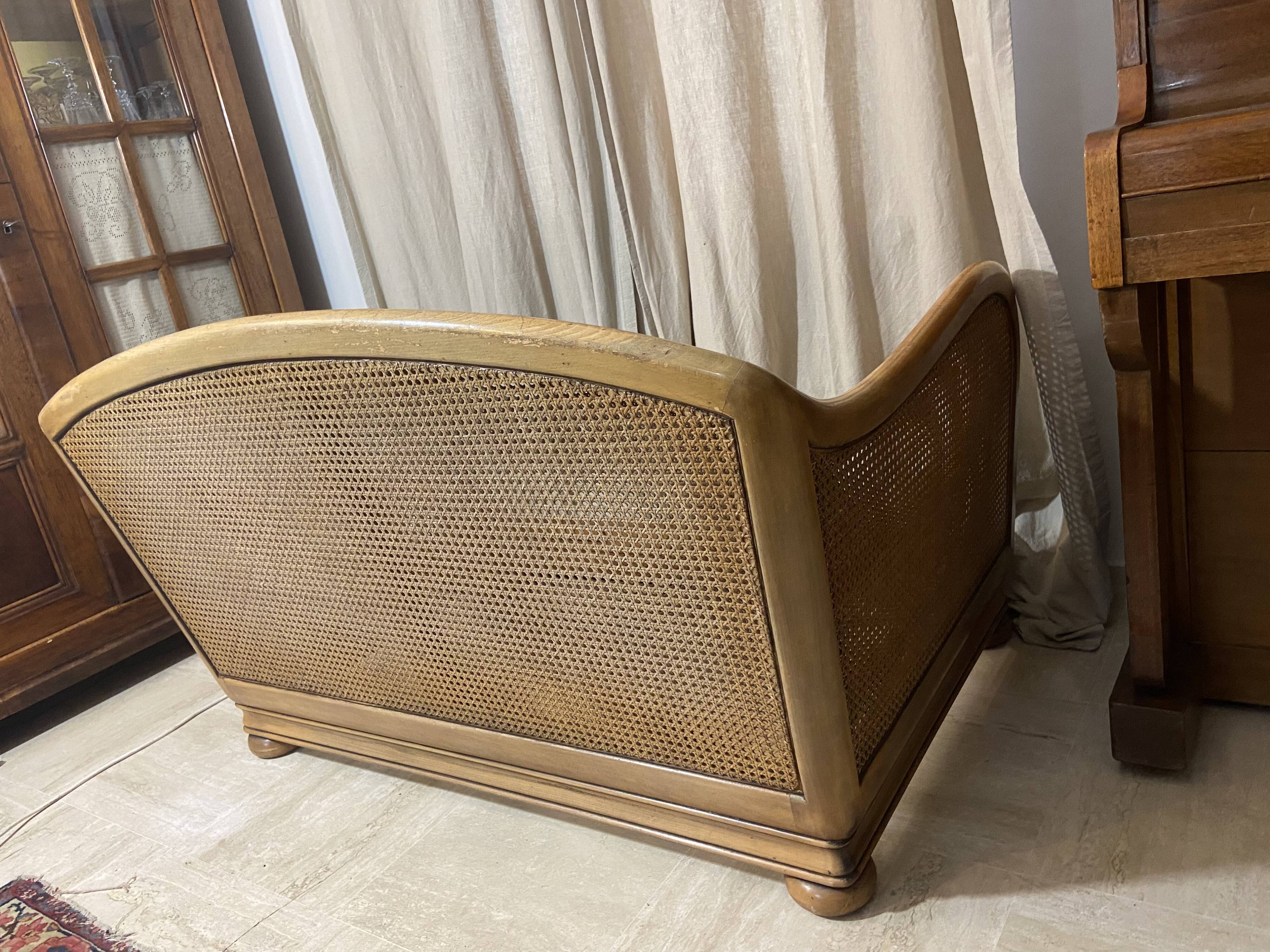 Vintage sofa in cannage and wood 1960