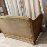 Vintage sofa in cannage and wood 1960
