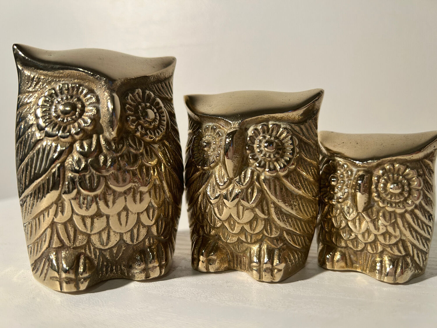 3 owls golden brass owl