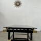 Coffee table in black and gold metal, smoked glass 70 years Romeo Rega vintage