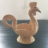 Corbeille en rotin  figurant une poule