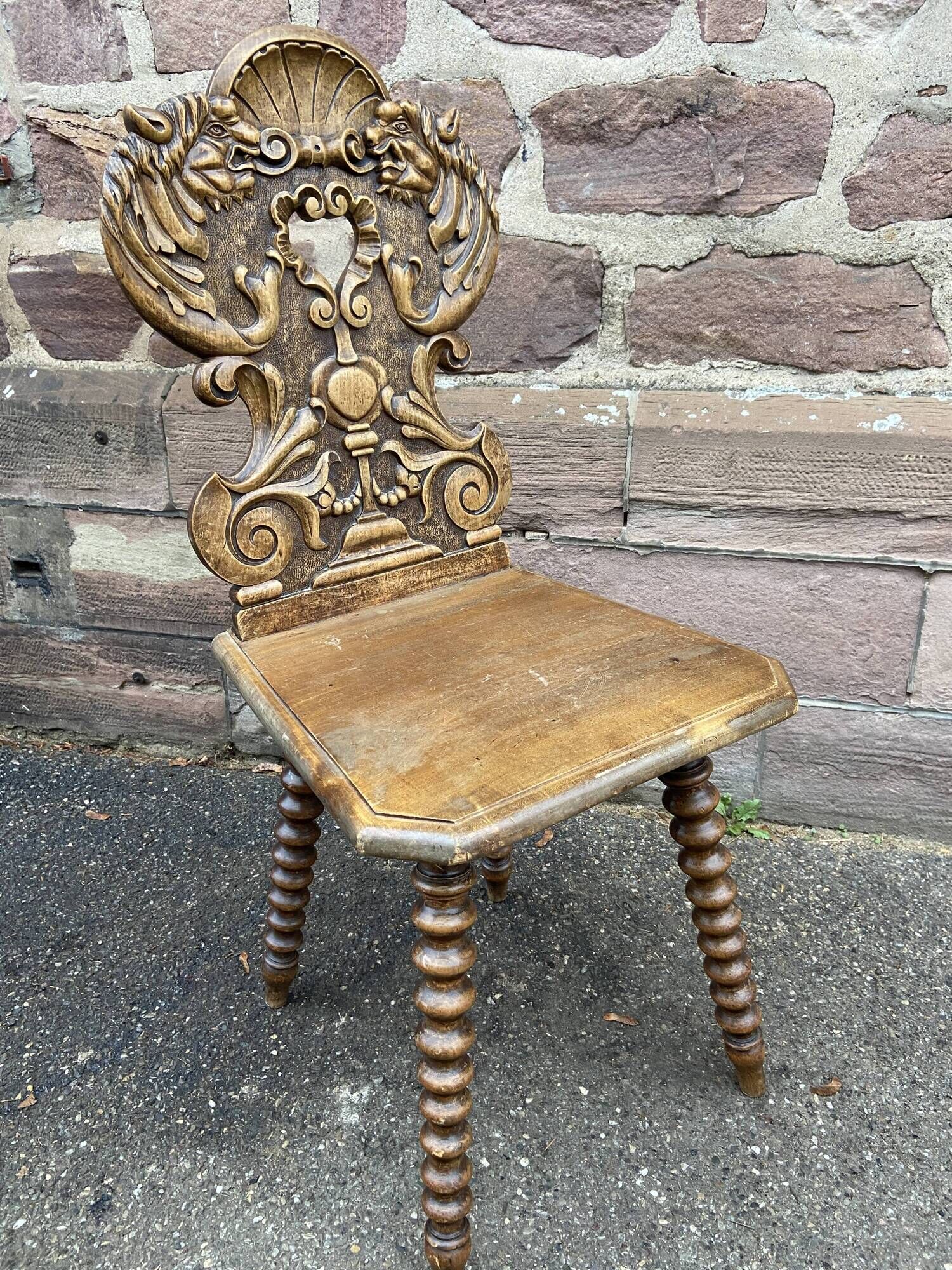 Alsatian chair renaissance mythology vintage of grotesque period 1950
