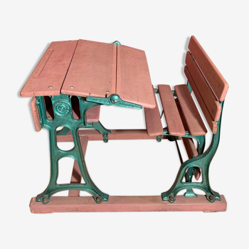 Cast iron and wood school desk