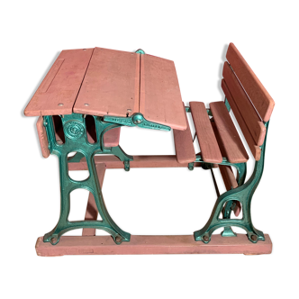 Cast iron and wood school desk