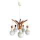 Lustre vintage en teck et opaline
