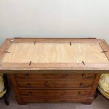 Rectangular mirror in natural wood and gilded wood