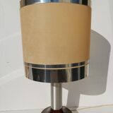 Wood and chrome metal design lamp 70s