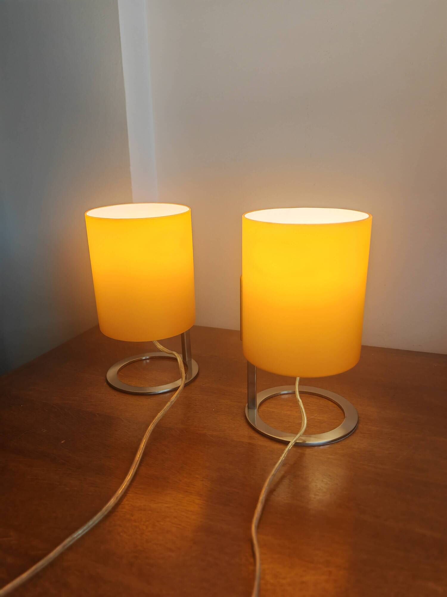 Paire de lampes tubes vintage Orange Pop & Chrome