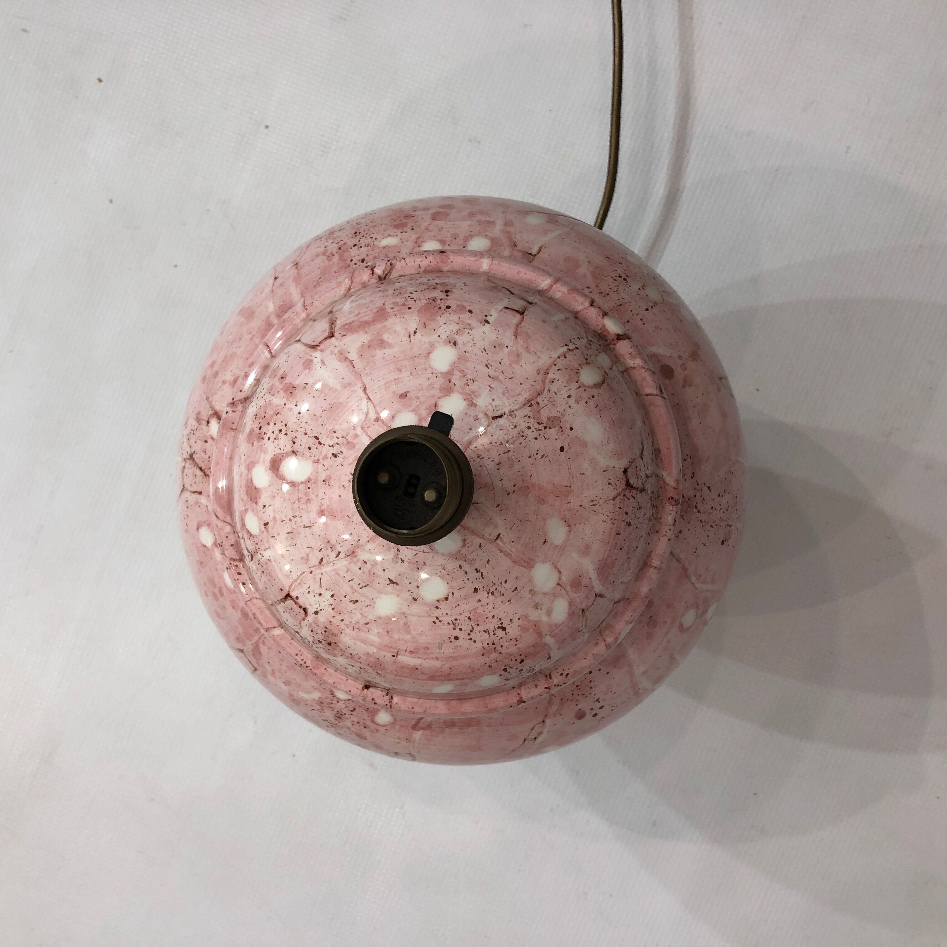 1980s Pink Ceramic Italian Table Lamp Marble Effect Vintage Urn Neo Classic