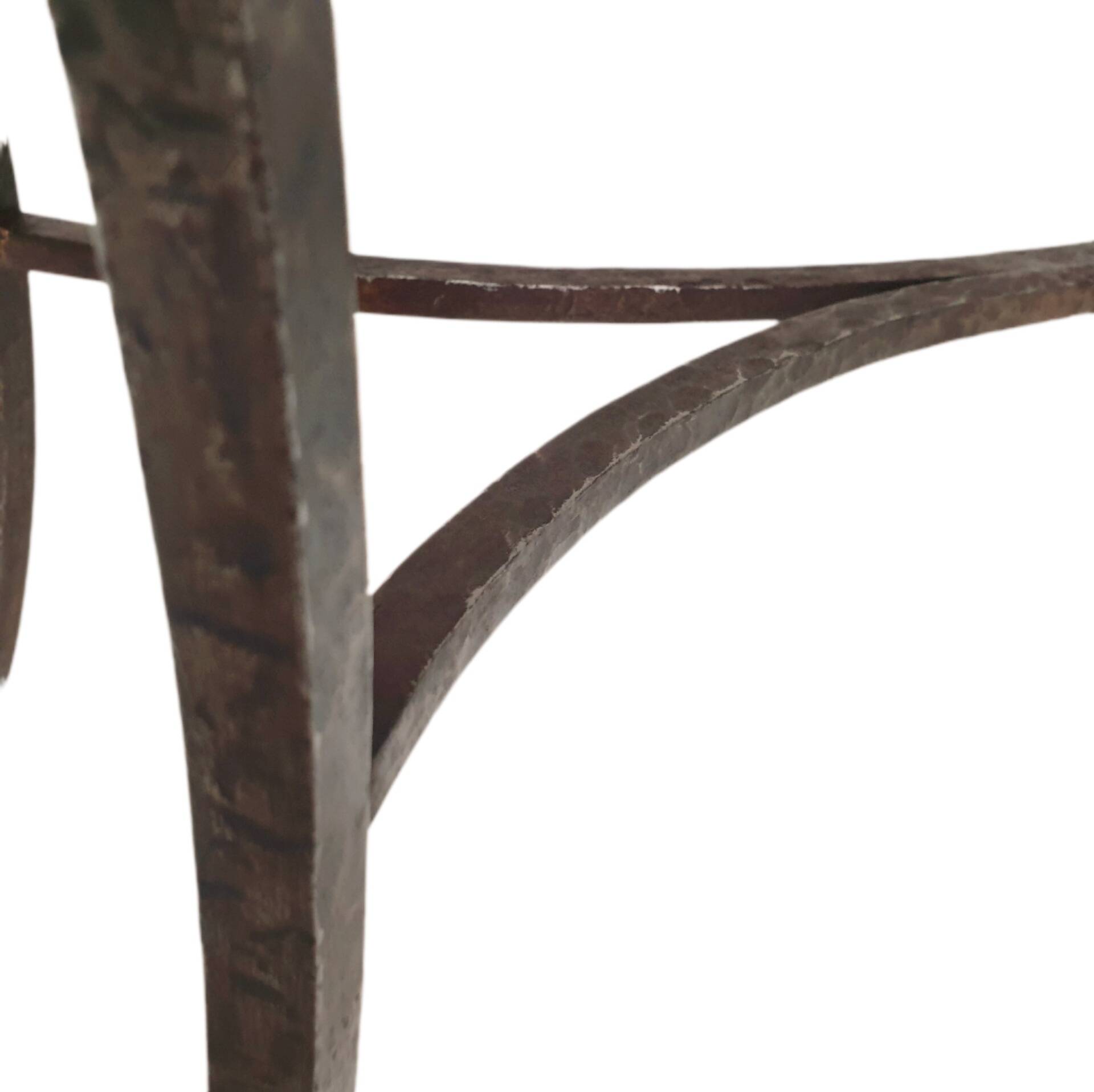 1960s/70s coffee table in wrought iron and smoked glass.