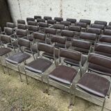 Series of 42 civic chairs year 1970 stackable chrome and skai
