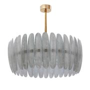 Modern Brass and Murano Glass Chandelier, Mid-Century Style, Italy