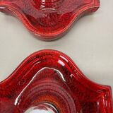 Red ceramic fat lava wall lamps by Hustadt Lights, Germany, 1970s, set of 2