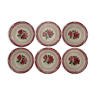 6 Hollow plates Cibon old earthenware of Sarreguemines pink flowers