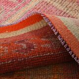 Pink & Orange Vintage Turkish Runner Rug, 103x326Cm