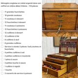 English silver-plated cutlery set in its oak box - early 20th century